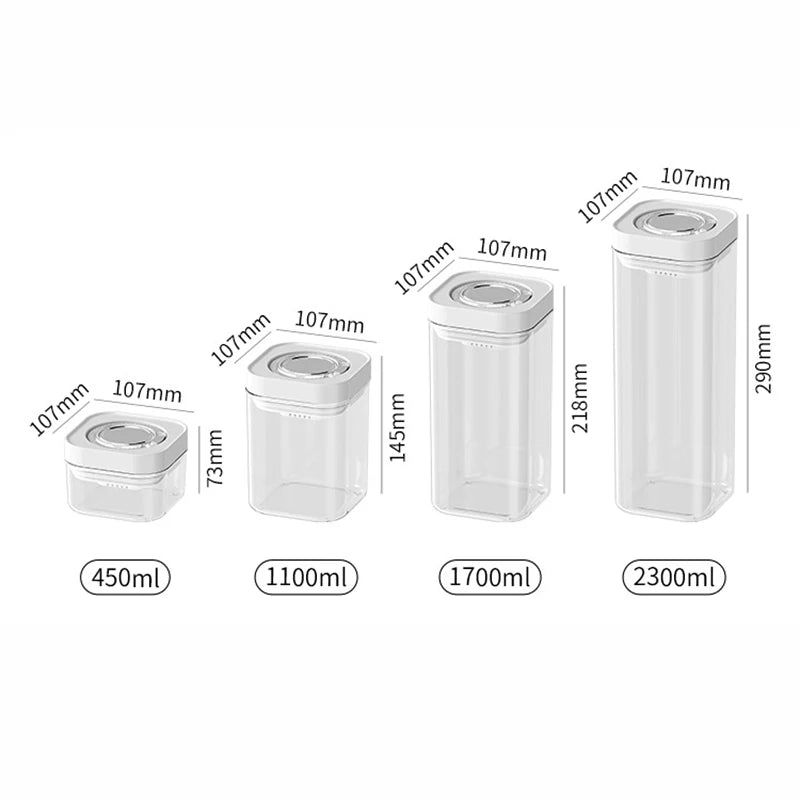 Airtight Food Storage Container with Pop Up Lid Plastic Clear Moisture-Proof Coffee Beans Cereals Jar Pantry Organizer Box.