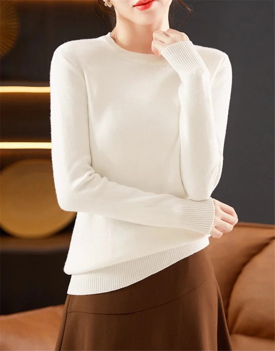 Rosa Pullover Frauen Winter Dicke Warme Stricken Pullover Schlank Plüsch Samt Gefüttert Strickwaren Jumper Langarm Tops Oansatz Poleras Mujer.