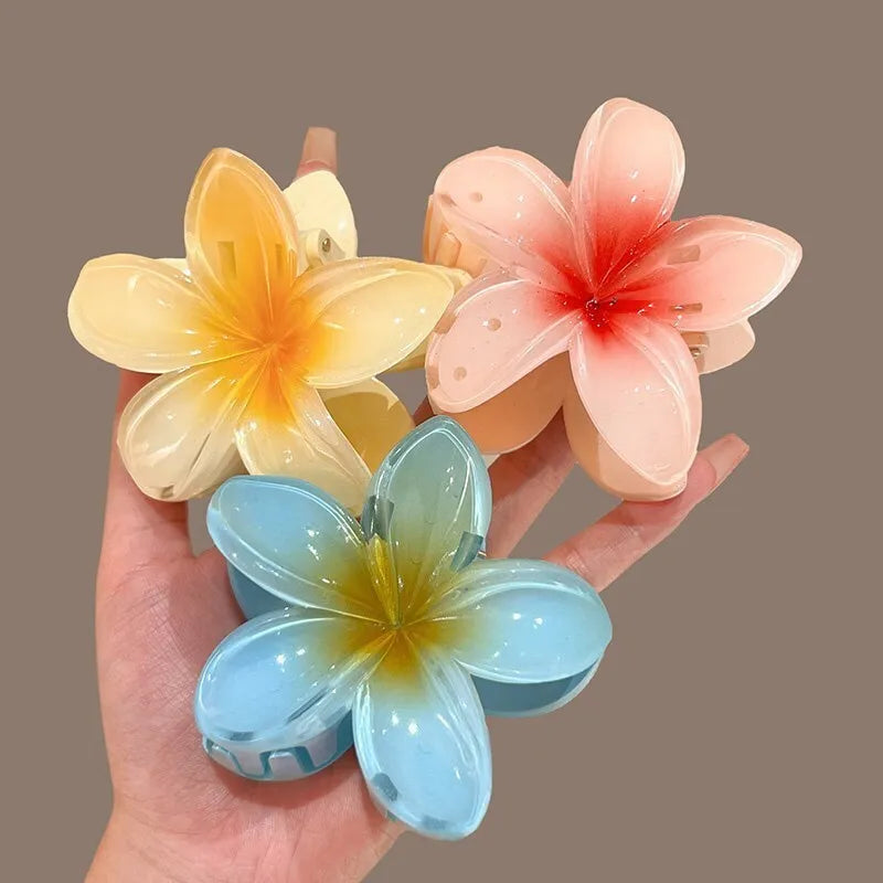 New Hawaiian Gradient Hair Clips Women Flower Hair Claws Shark Hairpins Vacation Beach Style Hairpins Hair Accessories.
