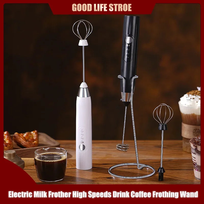 High Quality Electric Milk Frother Foam Maker Handheld USB Rechargeable Foamer High Speeds Drink Mixer Coffee Frothing Wand.