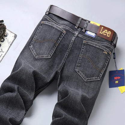Lee Dex Jeans Herren Herbst/Winter Dicke, gerade Beine, lockere Passform, lässige Business-Hose, schlankmachend, glättet Ihre Silhouette-Hose.