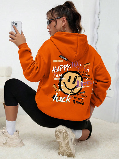 Interesting Graffiti Printing Women Hoodie Fashion Street Hoody Casual Versatile Sweatshirt Autumn Fleece S-Xxl Female Clothing.