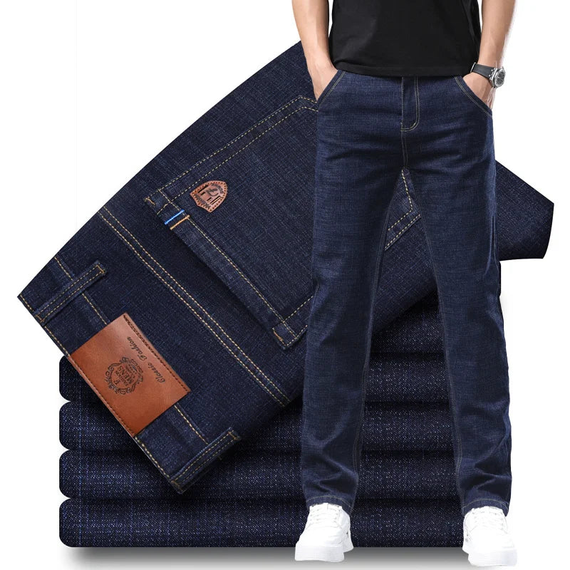 2024 Fashion Men Stretch Loose Straight Jeans Casual Elastic Slim Fit Denim Pants Male Brand Business Trousers Large size 38 40.