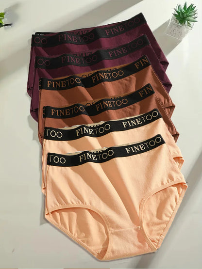 Finetoo 6Pcs/Set Women's Seamless Cotton Briefs Women Plus SizePanties Breathable Underwear Female Low Waist Soft Lingerie S-XXL
