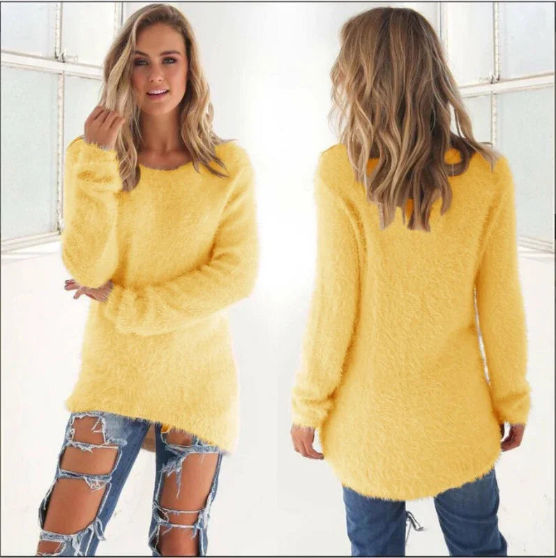 Frauen warmen Pullover einfarbig o Hals lose Baumwolle gestrickt Pullover langen Pullover lässig übergroße Bluse Damen Hipster Kleidung.