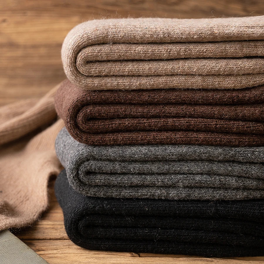 5 Pairs/Lot Thick Wool Socks Men Winter Warm Cashmere Breathable Long Sock Outdoor Male Meias New 7 Colors Hot Sale 2023.