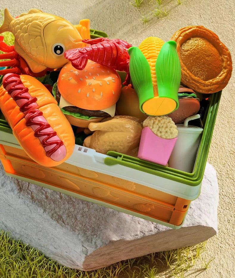 Children's Kitchen Toy Set Simulated Kitchen Cutting Cookware Simulated Fruits Cutting Toys Cooking Accessories for Kids Gift.