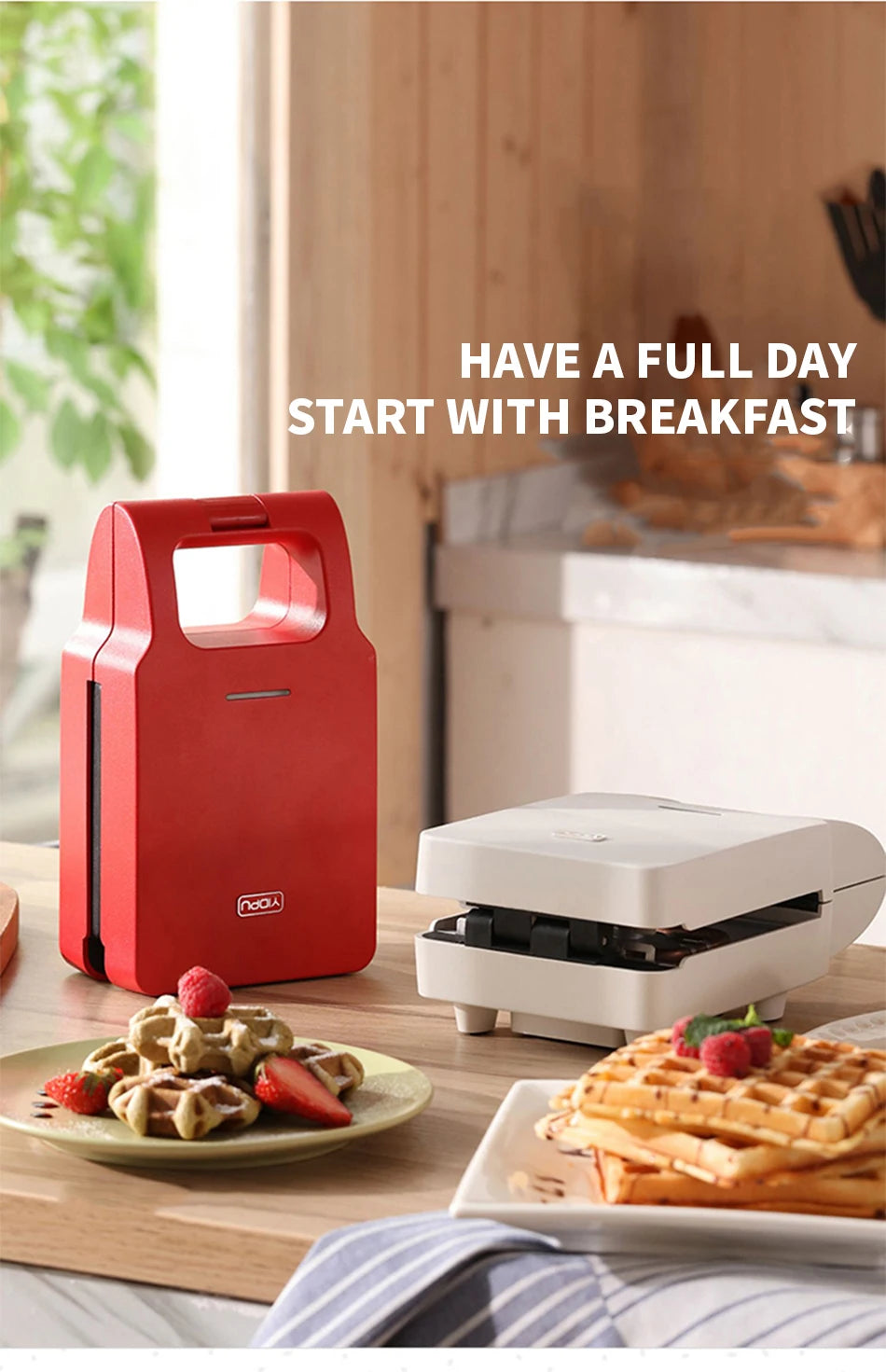 YIDPU Sandwich New 2025 breakfast machine divine tool household bread machine light food machine waffle multifunctional toaster.