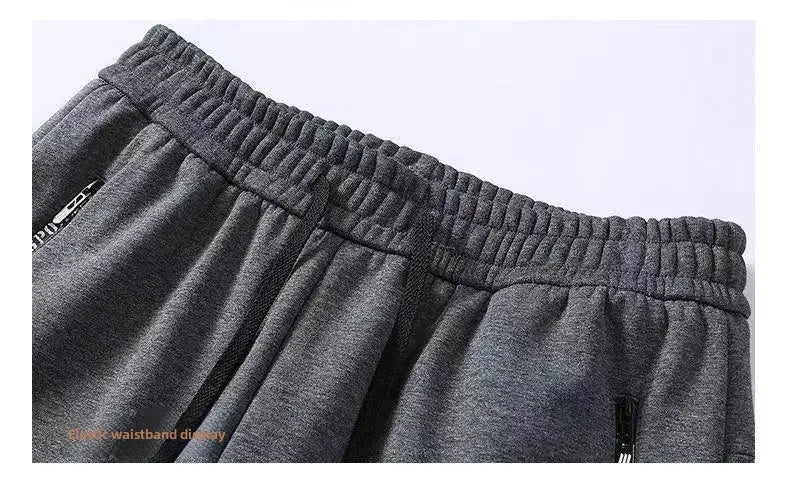 Autumn Winter Men's Loose-fit Casual Straight-leg Pants Fleece-lined Thickened Bunded Feet Sweatpants Trendy Male Style.