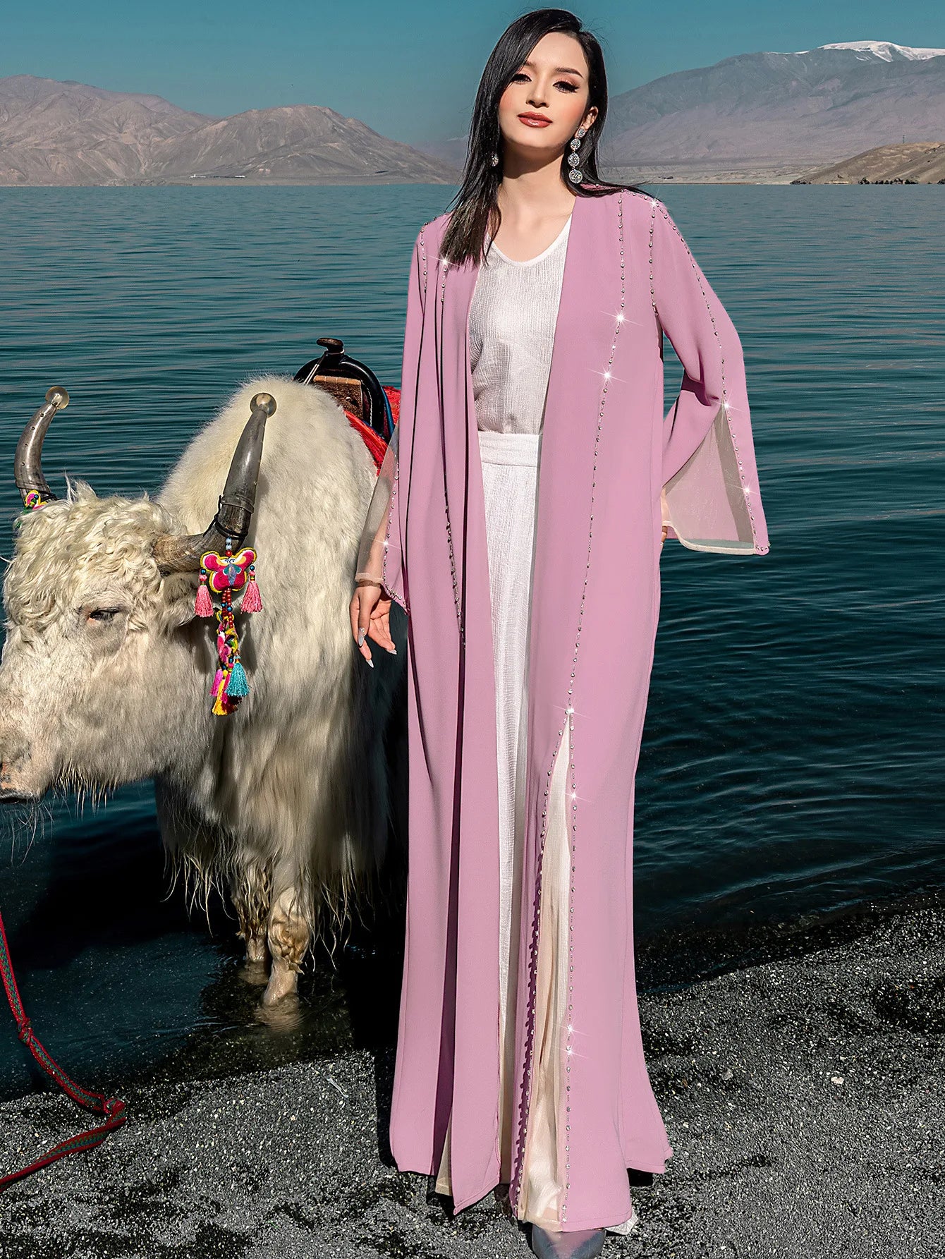 Eid Diamonds Abayas for Women 2025 Fashion Muslim Dress Dubai Open Abaya Kebaya Kimono Jalabiya Caftan Marocain Femme Robe Gown