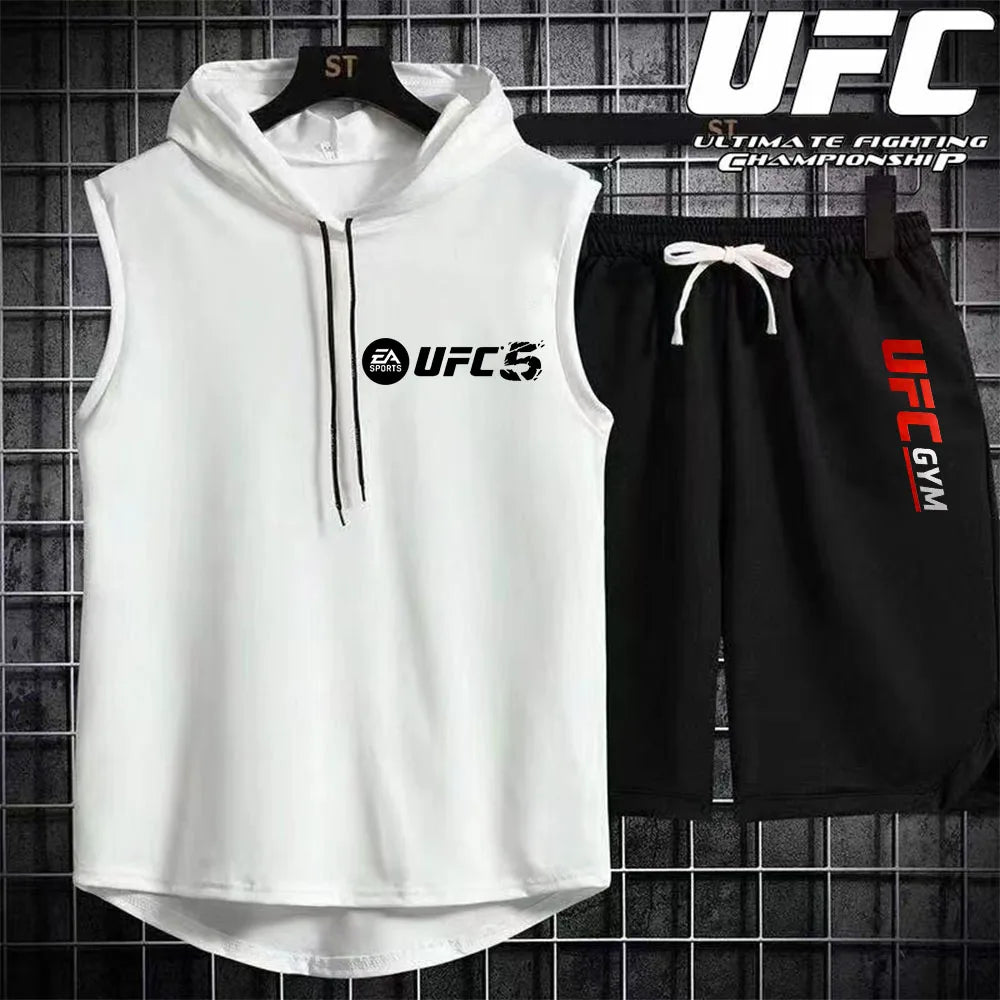 New Summer Men's Two Piece Set Casual T-Shirt and Shorts Set Fashion Short Sleeve Tracksuit Men Women Sports Suit Hooded T-shirt.