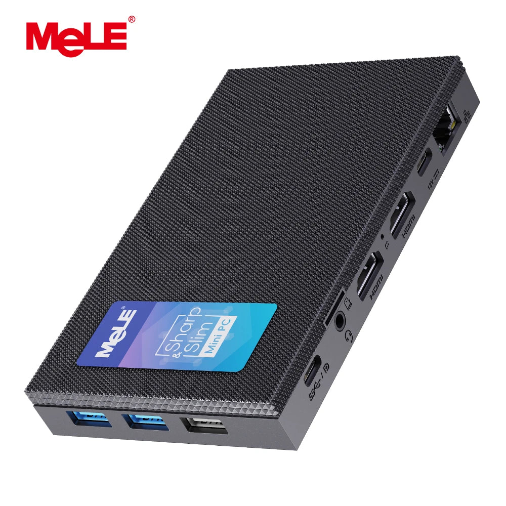 MeLE Quieter4C N150 Fanless Mini PC 32GB LPDDR5 512GB Micro Desktop Computer,4K,Dual HDMI,All-in-One USB-C WiFi 5 BT5.1 Ethernet.