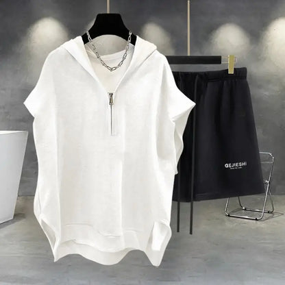 Korean Large Size Casual Sports Shorts Single Piece/suit Men Trend All-match Fashion Straight Leg Loose Half Pants Streetwear