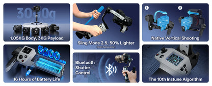 ZHIYUN Official CINEPEER WEEBILL 3E Handheld Camera Gimbal Stabilizer 3-Axis Cameras Gimbals for DSLR Mirrorless Cameras.