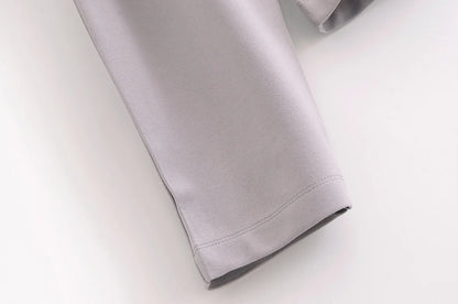 HH Women's 2-Piece Set Fashion Slimming Double-Sided Fabric Round Neck Long-Sleeve Top+Elegant Stretch Casual Wide Leg Pants.