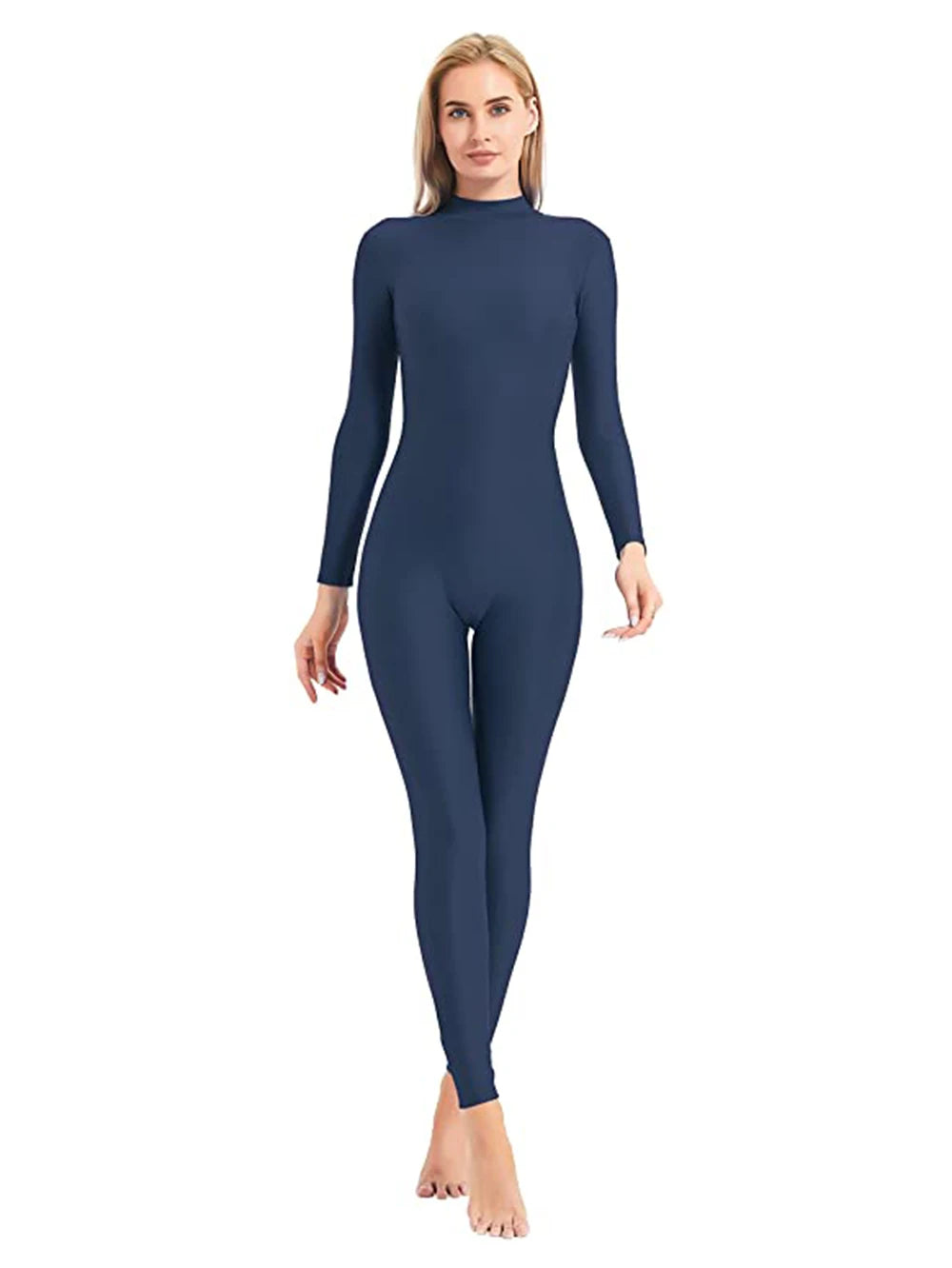 Unisex  Turtleneck Unitard Full Body Leotard  Long Sleeve Yoga Bodysuit Women Catsuit Daily Fitness Wear Cosplay Suits