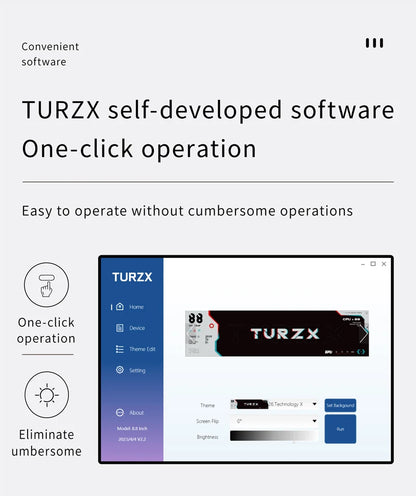 TURZX 8.8 Inch USB Secondary Screen Type-C Desktop Extended Display TF Card Play 1920*480 IPS LCD CPU RAM GPU Monitor NO AIDA64.