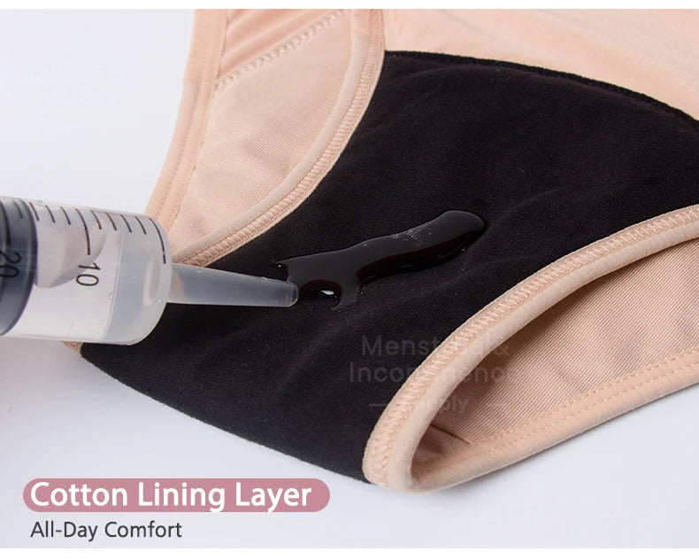 Menstrual Panties Bamboo Fiber Reusable Breathable 4-Layer Leakproof Protection Period Underwear Fast Absorbent.