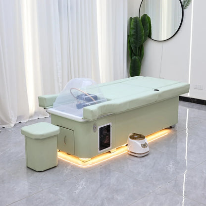 XinSheng 2025 Elektrischer Lift-Shampoo-Bett-Massagetisch – All-in-One-Salonstation mit Begasung, Fußbad und Haarwaschbecken