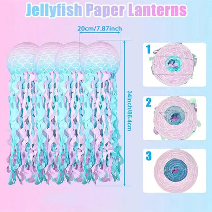 1/6 stücke Meerjungfrau Quallen Papier Laternen Für Meerjungfrau Thema Party Unter Dem Meer Ozean Geburtstag Hochzeit Party Dekorationen.