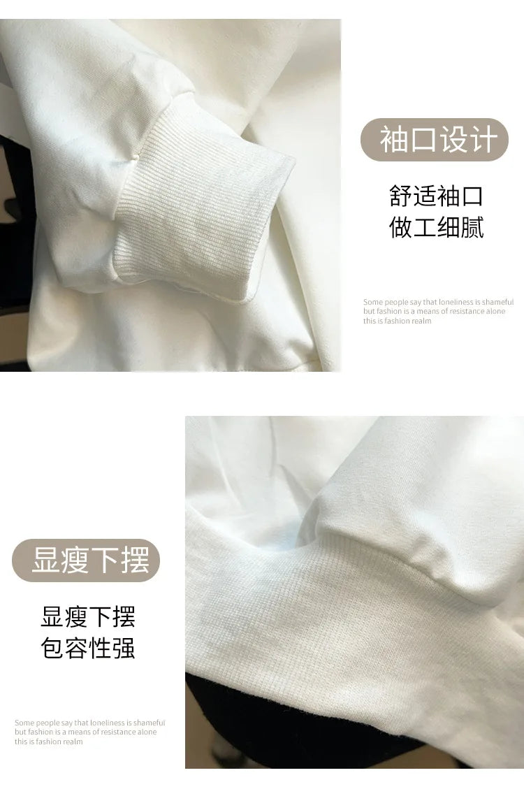 175kg plus size Damen büste Frühling Herbst loses Sweatshirt bedrucktes Buchstaben oberteil schwarz weiß 6xl 7xl 8xl 9xl 10xl 11xl.