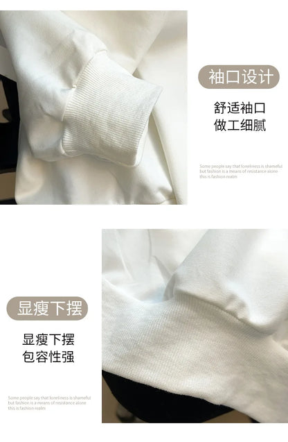 175kg plus size Damen büste Frühling Herbst loses Sweatshirt bedrucktes Buchstaben oberteil schwarz weiß 6xl 7xl 8xl 9xl 10xl 11xl.