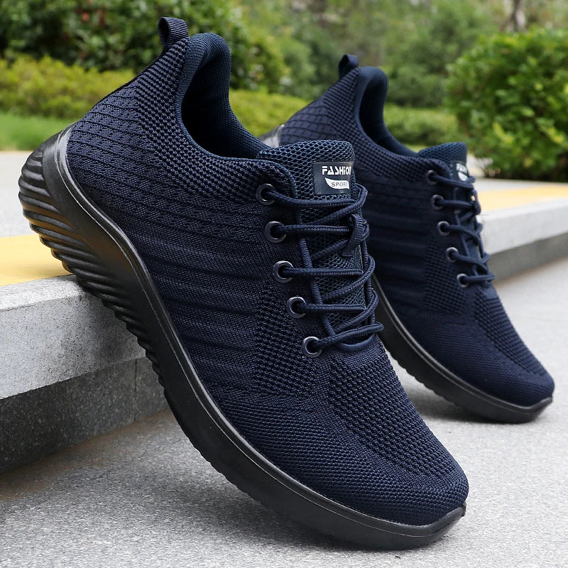 Men's Solid Lace-Up Casual Shoes, Lightweight Outdoor Sports Shoes Suitable for All Seasons Training and Exercise, Lightweight, Breathable and Non-Slip, Ideal for Leisure Walking Enthusiasts.