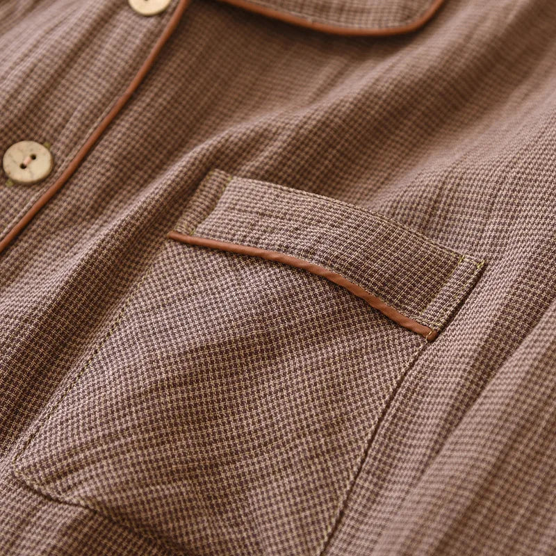 2025 New Spring Couple's Pajama Set 100% Cotton Long Sleeve Long Pants Two Piece Set for Men and Women's Home Furnishings.