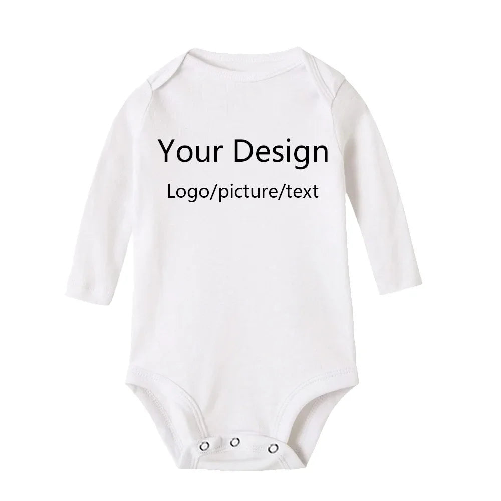 DIY IHR DRUCK ODER LOGO Neugeborenen-Anpassungs-Body, Langarm- und Kurzarm-Overall, einfacher, maßgeschneiderter TEXT-Babyspielanzug.