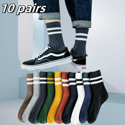5Pairs Breathable Cotton Sports Stockings Men Bamboo Fiber Autumn and Winter Men Socks Sweat Absorption Deodorant Business Sox.