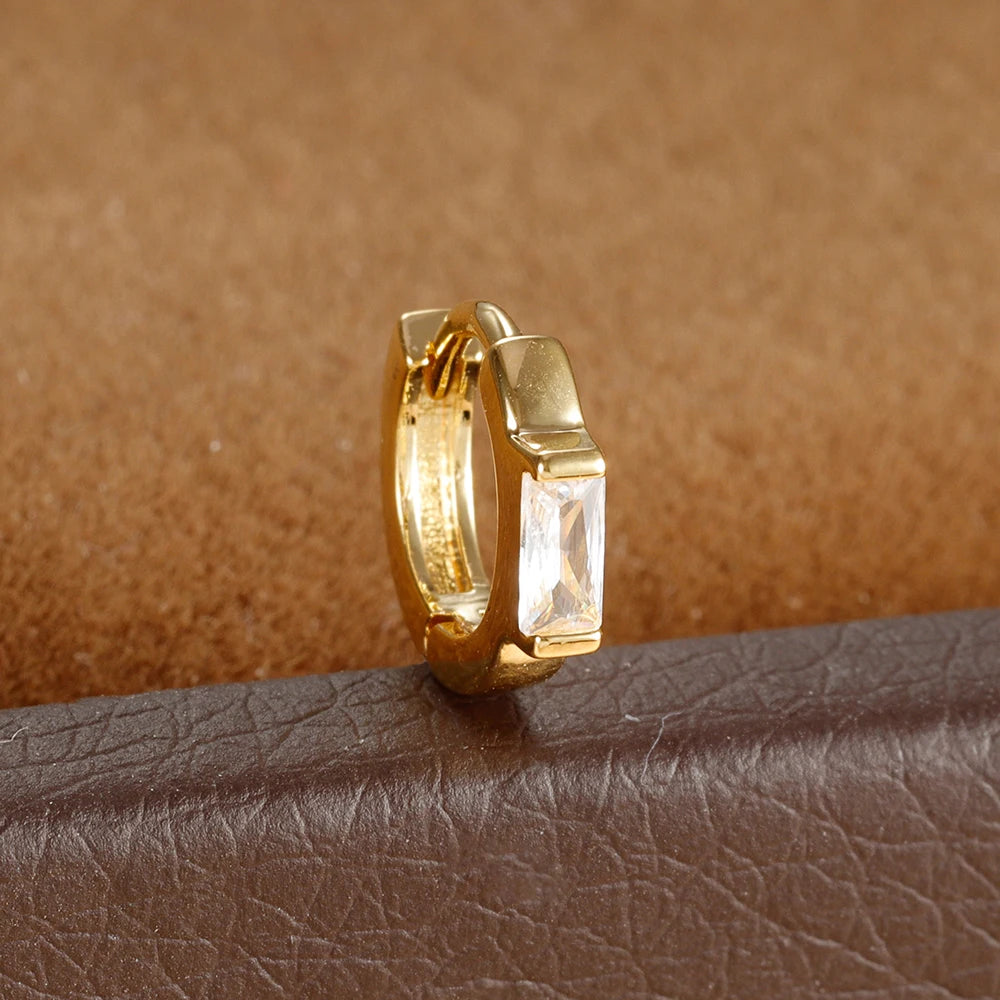 1Pc Stainless Steel Small CZ Hoop Cartilage Earrings Tiny Cross Tragus Rook Daith Earring Tragus Helix Rook Ear Piercing Jewelry.