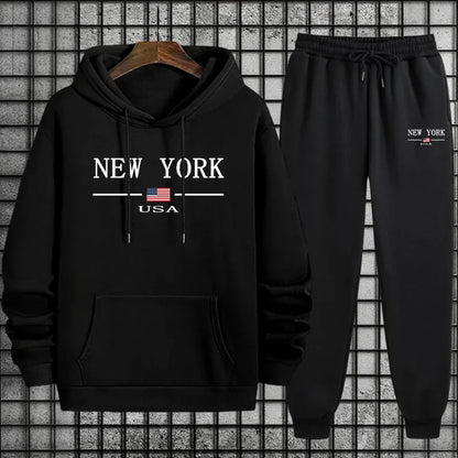 Men's Sportswear Sweatshirt + Pants 2piece Set Autumn Winter Daily Casual Sporty Jogging Suit Male Urban Fashion Hoodie Outfits