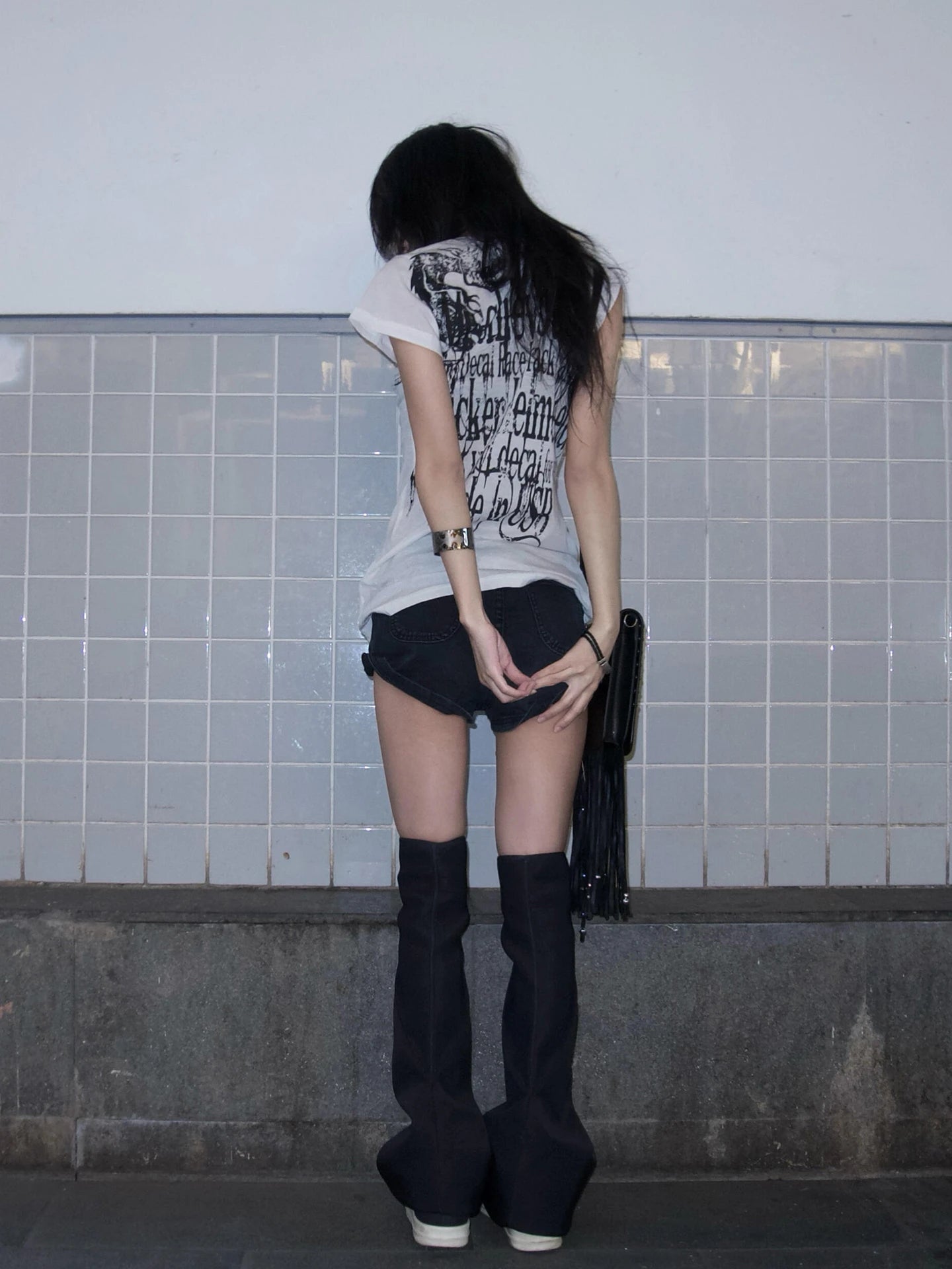 Karrram Japanese Y2k Letter Print T-shirt Trashy 2000s Style Tattoo T Shirt Vintage Harajuku Short Sleeve Sheer Tops Grunge Goth.