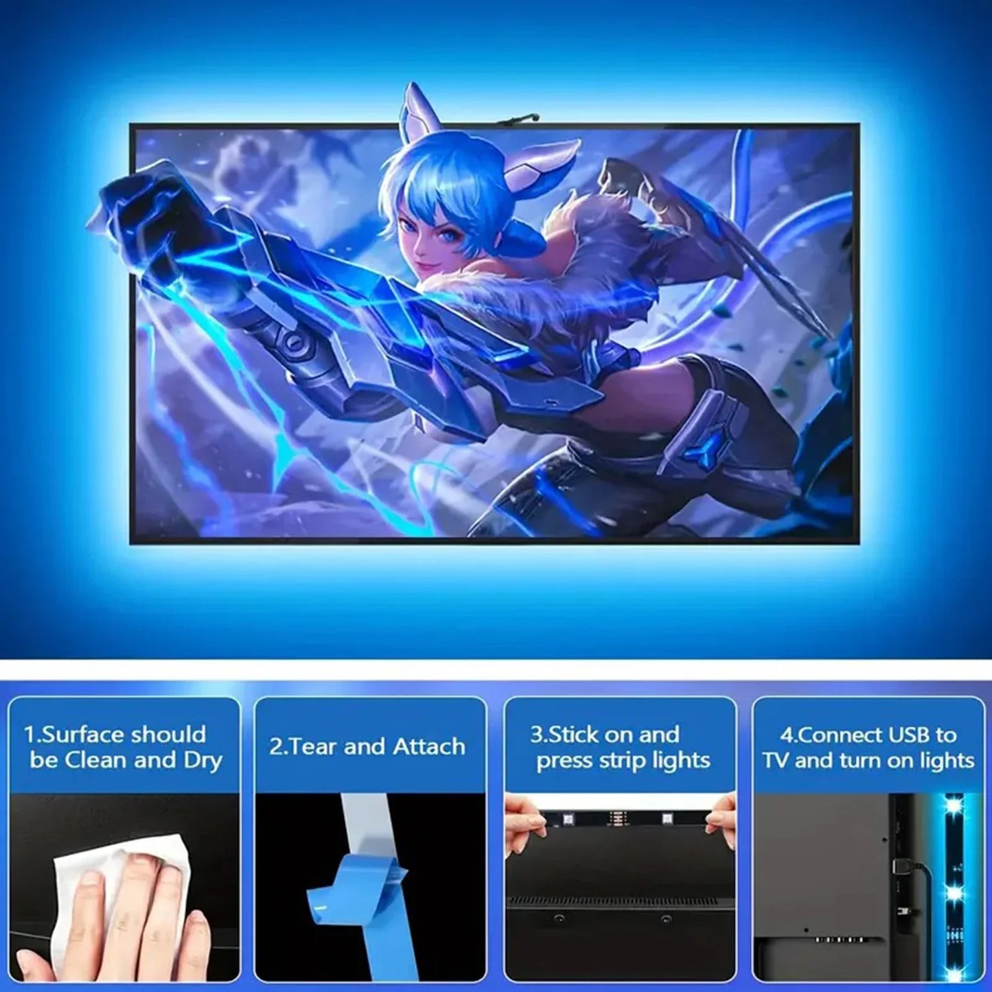 PC/TV LED-Hintergrundbeleuchtung RGBIC LED-Streifenlicht mit Farbpflückungssensor App-Steuerung Musiksynchronisierung Intelligentes RGB-Licht für Gaming-Atmosphäre.