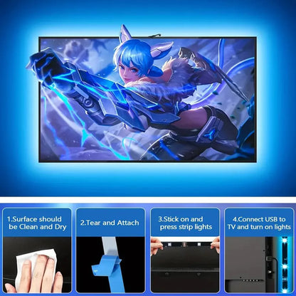 PC/TV LED-Hintergrundbeleuchtung RGBIC LED-Streifenlicht mit Farbpflückungssensor App-Steuerung Musiksynchronisierung Intelligentes RGB-Licht für Gaming-Atmosphäre.