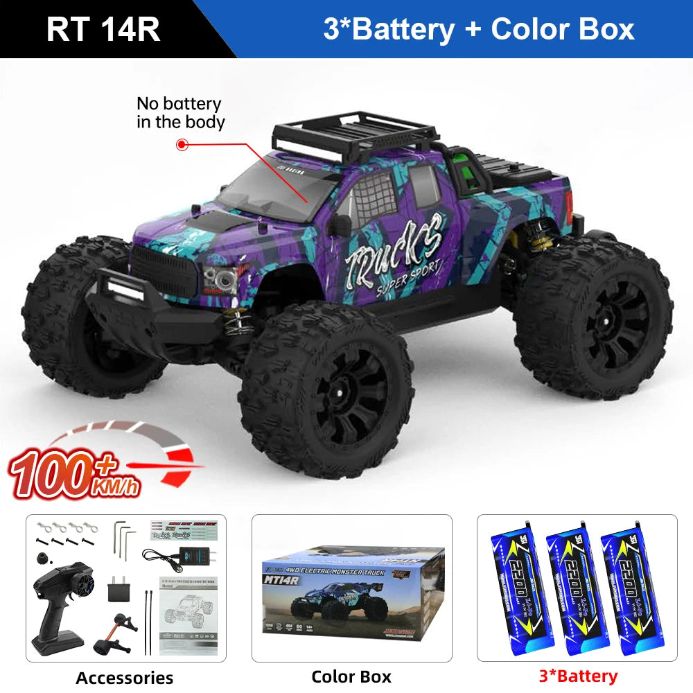 Teeggi 1/14 4WD High Speed Rc Off-road Car 100KM/H Brushless motor 3S Remote Control Truck Drift Racing Cars Toys For kid Gifts