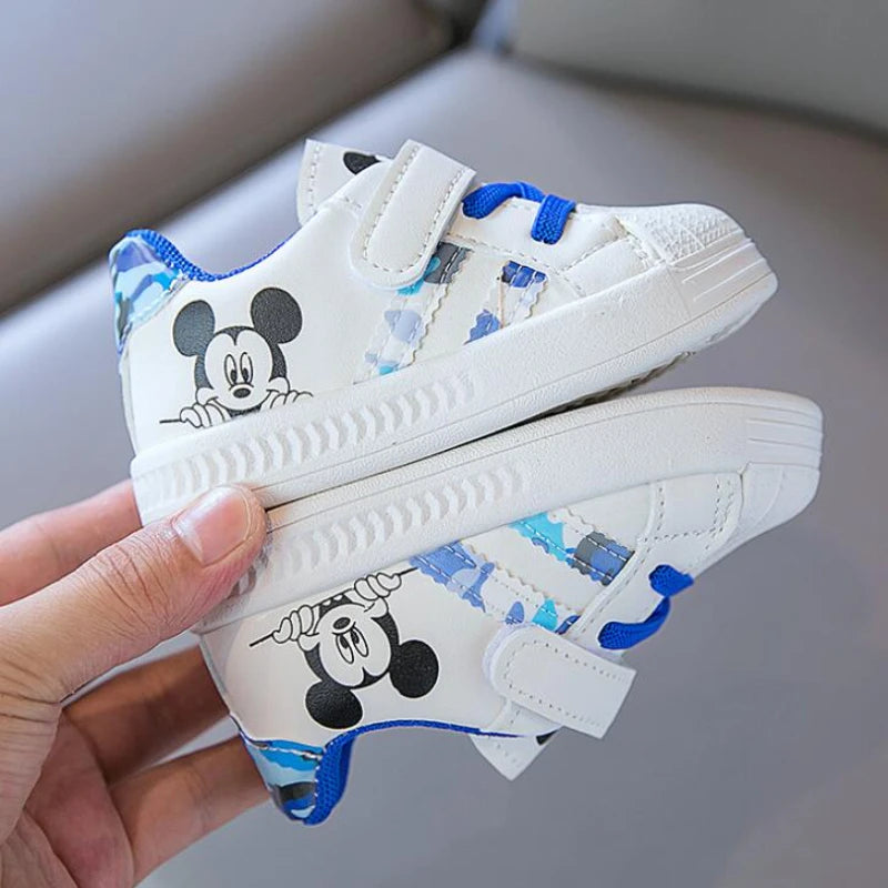 Disney White Casual Shoes For Baby Boy Girl Brand Children Sneaker Mickey Mouse Kids Sports Shoes Toddler Walking Shoes Size 25.