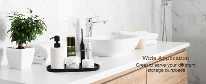 Bathroom Vanity Tray Oval Soap Dispenser Tray 10" Marble Kitchen Counter Trays Resin Bathroom Tray for Counter Toilet Tank Tray.