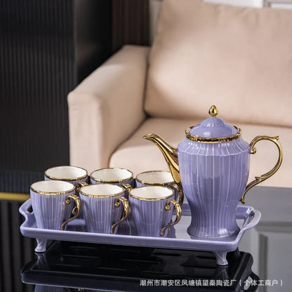 New high-value European ceramic coffee set, color glaze, high-end Phnom Penh coffee cup saucer, afternoon tea set.