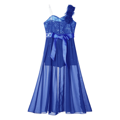 Elegantes Partykleid für Mädchen, Hochzeit, Geburtstag, Abschlussball, Bühne, Festzug, glänzende Pailletten, Perlenapplikation, Spitze, Chiffon, Overall-Kleider.