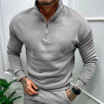 Autumn Thick Warm Knitted Sweaters Comfy Clothing Half Zip Fleece Winter Coat Solid Long Sleeve Turtleneck Shirts Pullover Men.