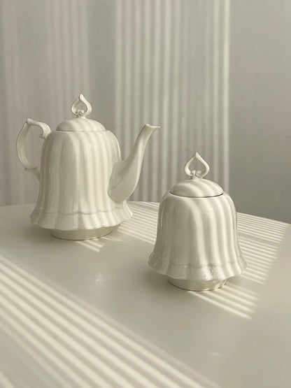 Vintage relief ceramic coffee set, hand-squeezed camellia afternoon tea set, tissue box, creative gift..