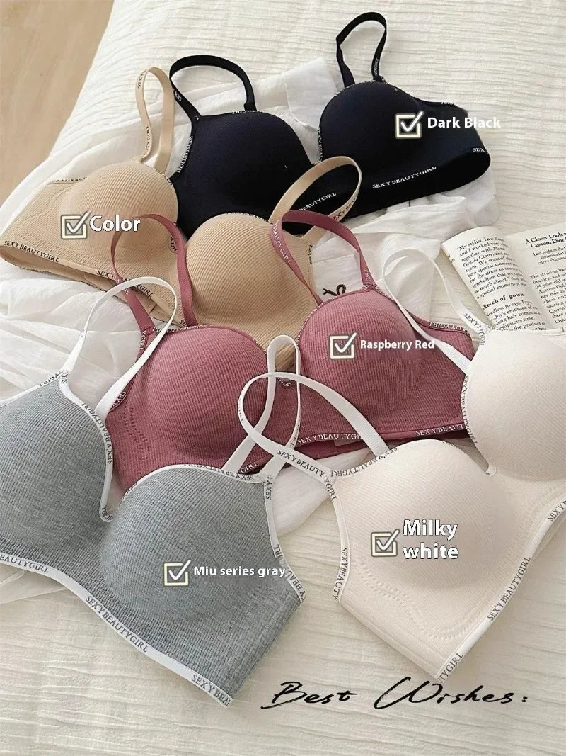 Wireless Push Up Bra for Small Chest - Seamless Anti-Sagging Invisible Bralette, Enhance Lift Comfort No Trace (Letter Design).