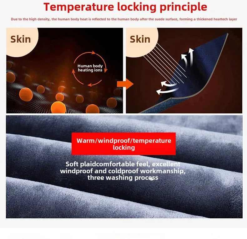 Winter Hot Sale Of The Season Trendy Stretchy Fleece Lined Thick Denim Mid Waist Fashionable Casual Warm Long Pants Men's Jeans.