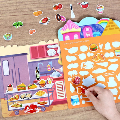 Kids' Reusable Castle Jelly Sticker Book Multi-Theme DIY Creative Jelly Stickers Portable Quiet Busy Book Montessori Sticker Toy.
