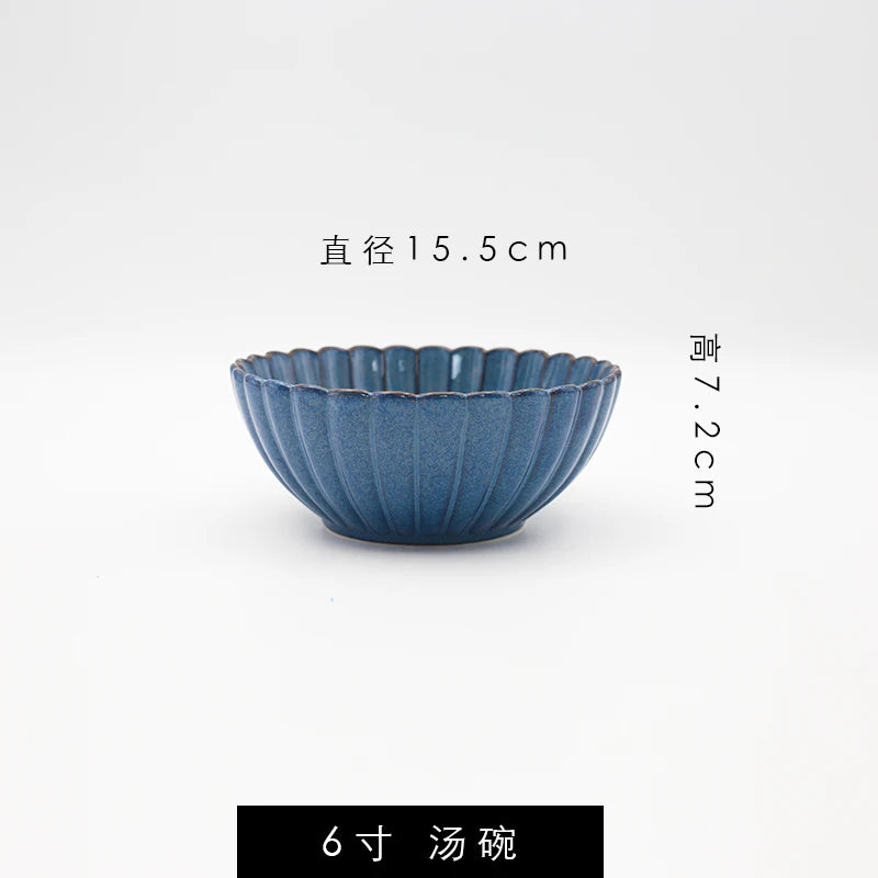 Retro Household Ceramic Tableware Kiln Variable Glaze Western Plate Creative Long Plate Main Dish Dinner Plate Kitchen Supplies