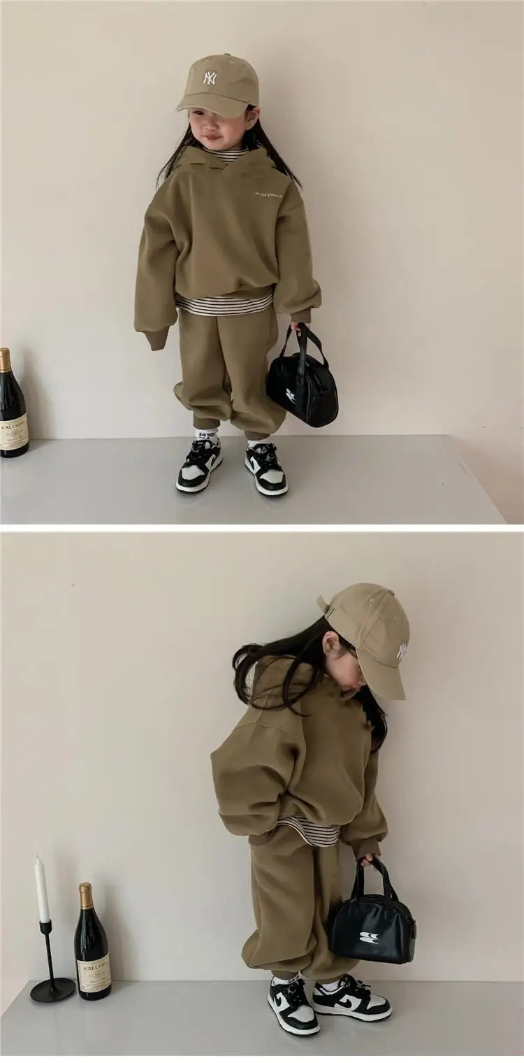 Winter neue Kinder Fleece Sweatshirt 2 stücke Set Langarm Kleinkind Outfits Baby warme Sport hose Anzug Jungen Mädchen Kleidung Set.