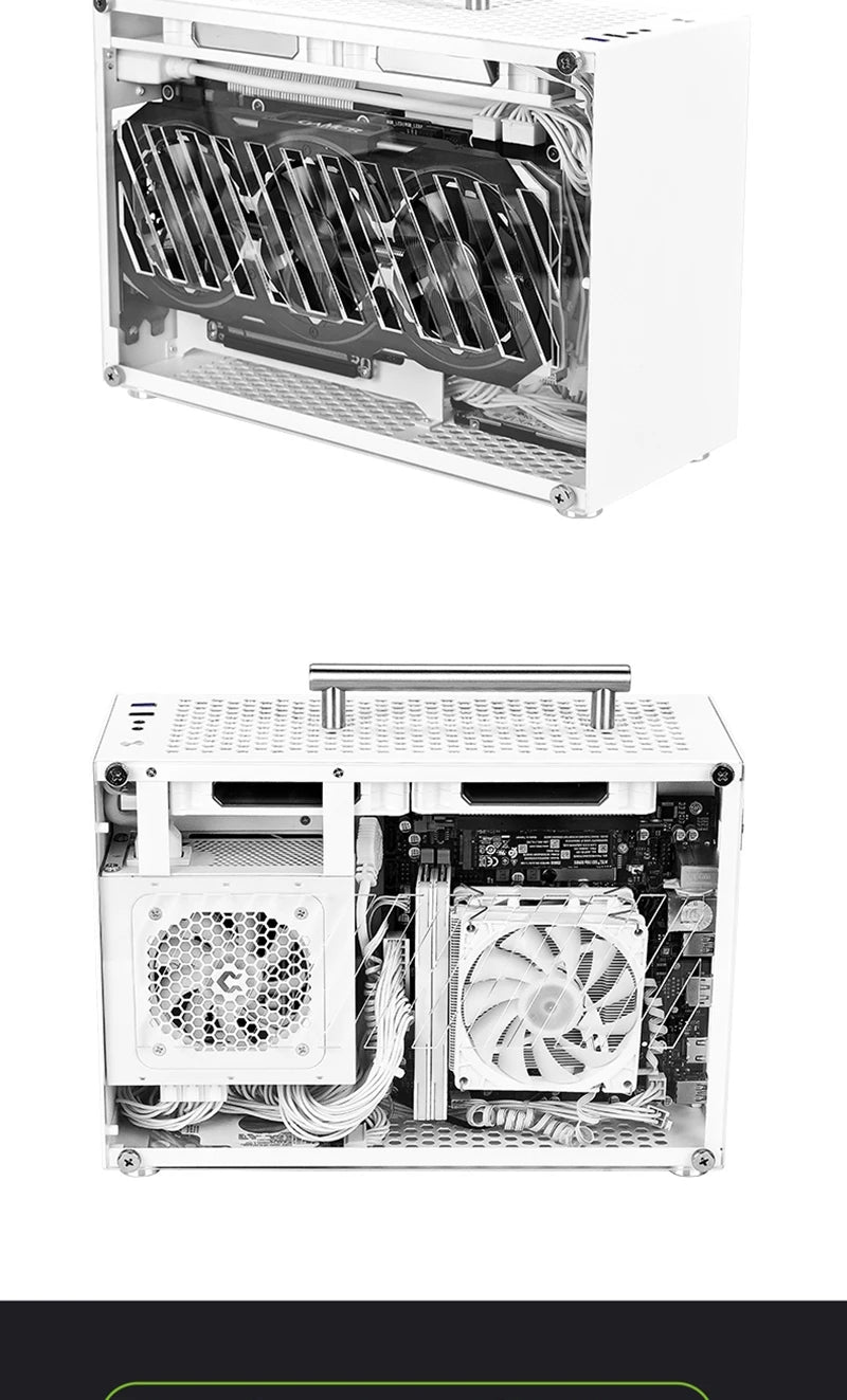 METALFISH T60 Mini ITX Black Case 9L With Acrylic Or Mesh Side Panel and Portable Handle Support SFX PSU/300mm GPU/2*120mm Fan.