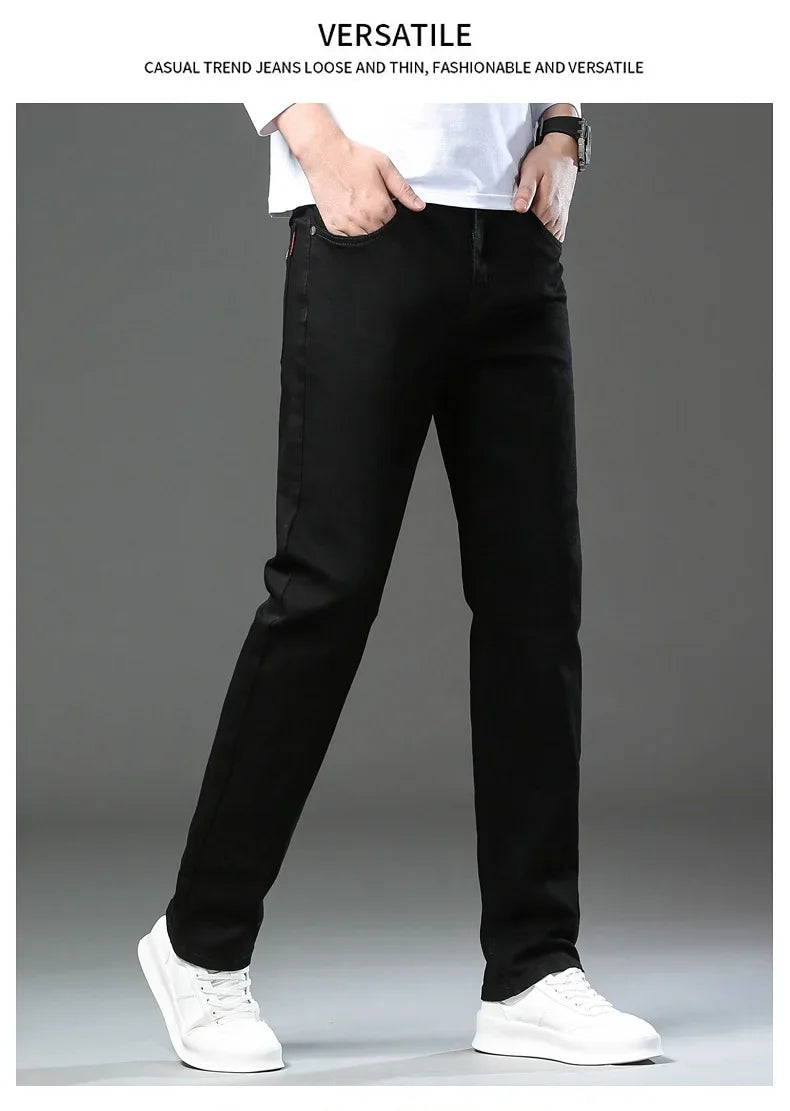 Slim Fit Casual Men's Jeans Youth Straight Leg Regular Business Elastic Long Trousers Autumn New Arrival from Mainland China
