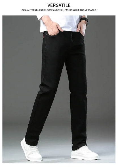 Slim Fit Casual Men's Jeans Youth Straight Leg Regular Business Elastic Long Trousers Autumn New Arrival from Mainland China